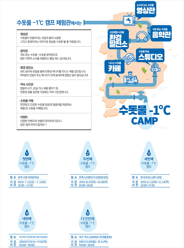 수돗물 -1℃ 캠프 프로그램 소개 포스터